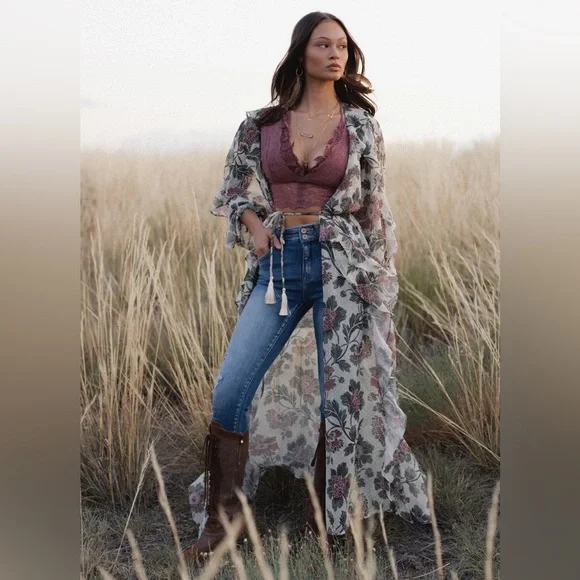 Joyfolie Floral Maxi Dress in Purple and Green - Picture 2 of 7